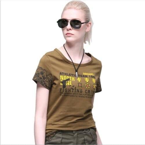 Outdoor Womens Tactical T-shirt Military Summer Short Sleeves Breathable Casual T-Shirts Trekking Training Camping Sports Shirt