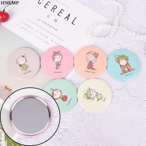GU148 1pcs Fashion Lady Portable Makeup Mirror Cartoon Pattern Portable Compact Pocket Cosmetic Mirror Mini Cute Small Creative