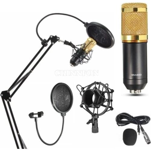 50Set BM800 Condenser Microphone Pro Audio Studio Sound Recording Arm Stand Pop Filter (Full Accessories)