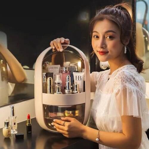 Cosmetic Storage Box Makeup Organizer Large Capacity Jewelry Lipstick Makeup Container Portable Desktop Drawer Organizer Box