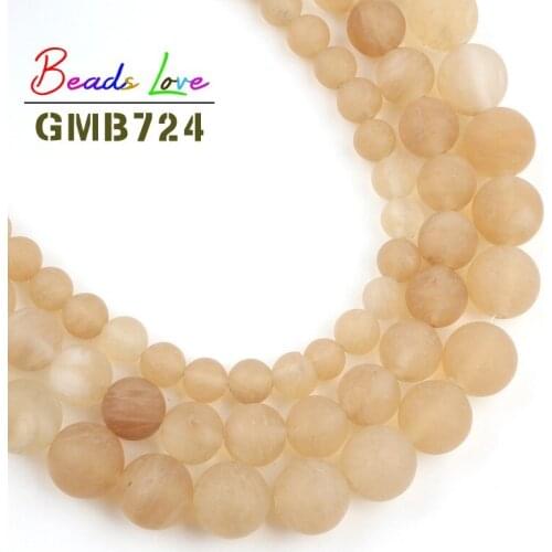 Natural Dull Polish Matte Yellow Quartz Stone Round Loose Beads for Jewelry Making Diy Bracelet Necklace Wholesale 6 8 10mm 15