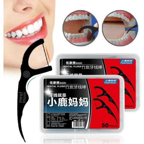 Hot 50pcs Dental Floss L Shape Push-Pull Interdental Brush Toothpick Tooth thread Clean Teeth Floss Brushes Oral Care Tool