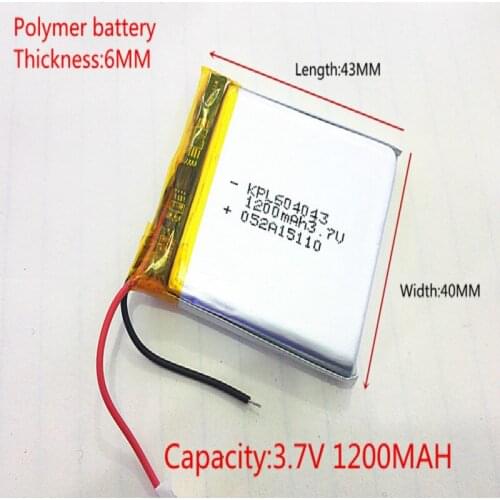 3.7V,1200mAH,604043 PLIB ( polymer lithium ion battery ) Li-ion battery for tablet pc,GPS,mp3,mp4,cell phone,speaker