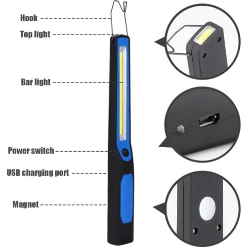 LED Working Light With Hook Magnetic USB Rechargeable Magnet Emergency Lamp for Camping Cycling JAN88