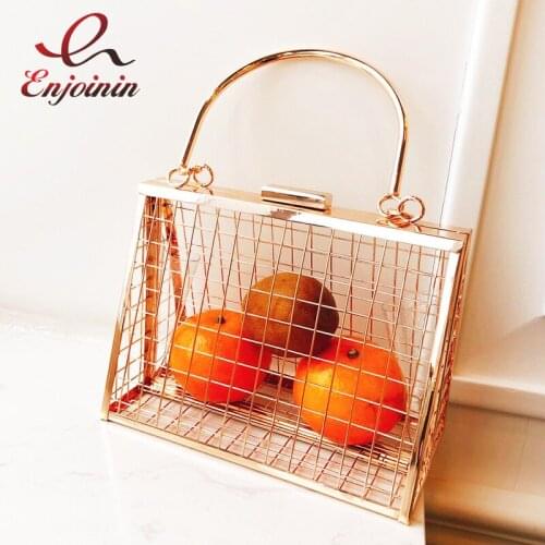 Trendy Metal Openwork Iron Net Design Ladies Party Handbag Shoulder Bag Chain Purse Crossbody Mini Bag Vintage Handbags