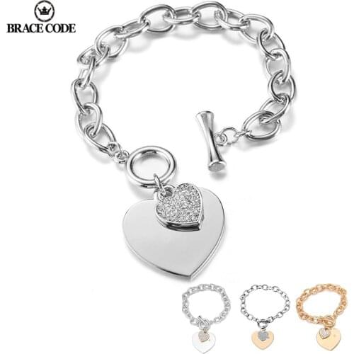 Fashion Heart Exquisite Charm Polishing Brand Bracelets For Women Gold Silver Color Brand Bracelet& Bangle Jewelry
