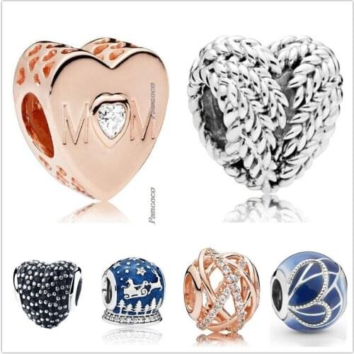 Original 925 Sterling Silver Openwork Icon Of Nature Heart Charm Beads Fit Pandora Bracelet & Necklace Jewelry