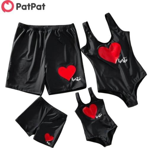 PatPat 2021 New Summer Family Look Red Heart Print One-piece Matching Swimwears