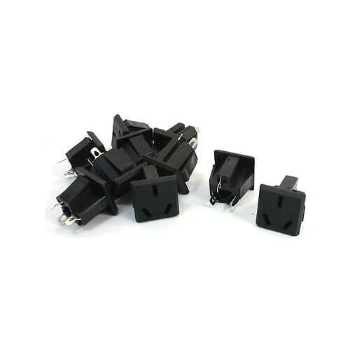 PCB Board AC250V 10A AU 3Pin Plug Square Socket Adapter Connector 10Pcs SS-6D