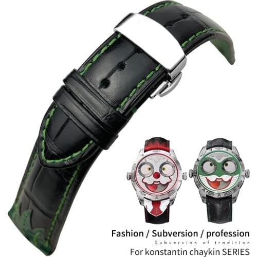 21/22mm High Quality Genuine Leather Watch Strap Special for Joker Konstantin Watchband Personality Green Red Bamboo Grain Belt