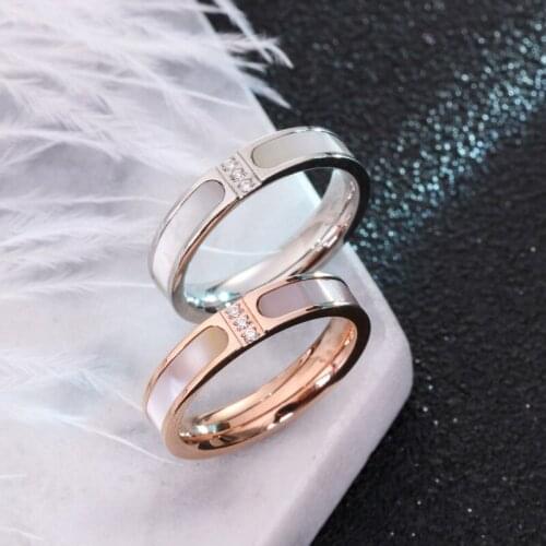 YUN RUO Luxury Shell Ring Rose Gold Silver Color Fashion Titanium Steel Jewelry Birthday Gift Woman Never Fade Drop Shipping
