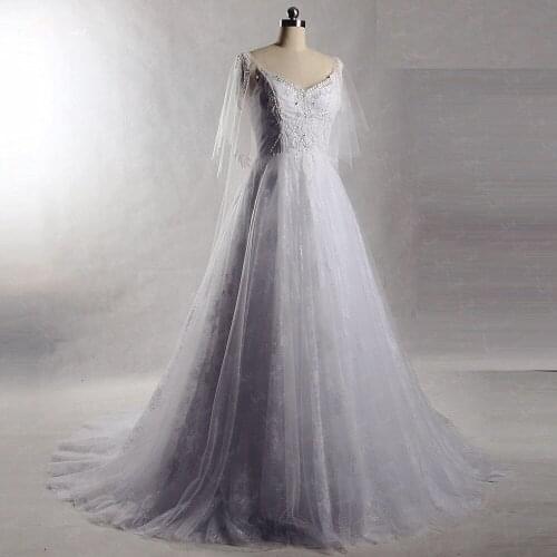 RSW864 For Pregnant V Neckline A Line Lace Backless White Wedding Dress