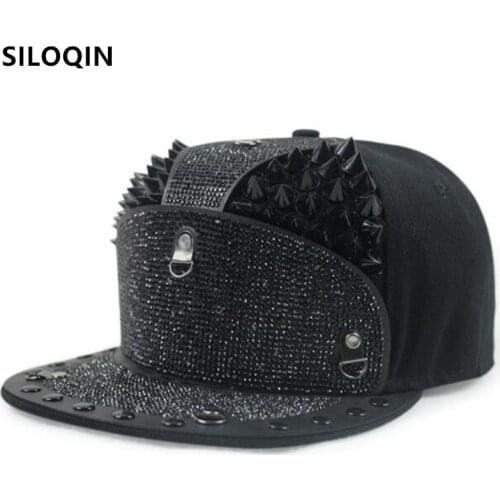 SILOQIN 2021 New Men Women Hip Hop Caps Novelty Diamond-encrusted Headdress Decoration Flat Brim Hat Trend Lovers Baseball Hats