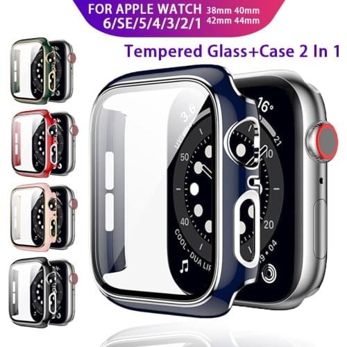 Glass+case for Apple Case Series 44mm 40mm IWatch 42mm 38mm Bumper Tempered Glass for Apple Watch Series 6 5 4 3 SE Accessories