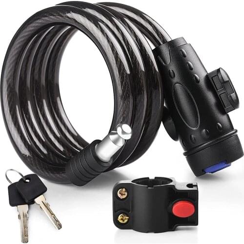 Bike Lock 1.2m Cable Anti-Theft Bicycle Lock with 2 Keys Weatherproof with Mounting Bracket Fits for Bike Motorcycle Scooter