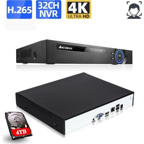 AHCVBIVN Face Detection XMeye Surveillance Video Recorder 8MP 4K 32CH 32 Channel H.265+ 1*SATA IP Onvif CCTV DVR NVR Remote View