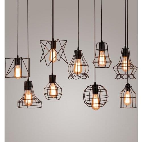 Vintage Rope Pendant Lights retro iron black industrial light for restaurant bar pendant lamp indoor room fixture bedroom decor