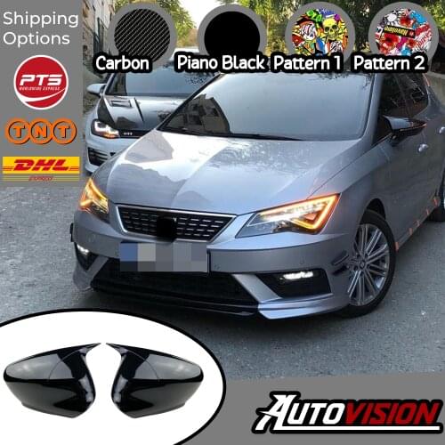 Mirror Cover For Seat Ibiza MK5 2017 2018 2019 2020 Accessory Bright Black BATMAN Case CAR