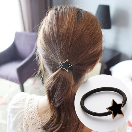 1pc Simple Metal Star Hair Rope Women Elastic Hair Band Girls Headwear Scrunchy Headbands Trendy Alloy Stars Hair Accessories