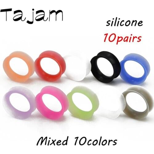 10Pairs Hollow Thin Silicone Flexible Double Flared Tunnel Ear Plugs Gauge Expander Stretchers Body Piercing Jewelry 3-25mm