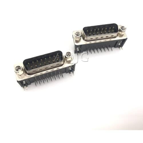 10pcs DR15 DB15 D-SUB Angle Angled 15 Pin Female Male PCB Mount Socket Connector