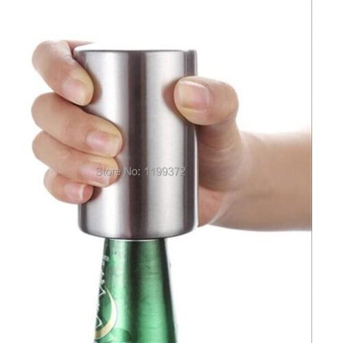 20pcs Stainless Steel Magnet Magnetic Push Down Brushed Silver Automatic Bottle Opener Glass Beer Soda Cap Wine Openers Tool Bar