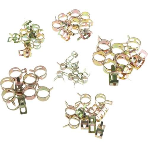 60 Pcs 6-15mm Car Spring Band Type Fuel Vacuum Hose Silicone Pipe Tube Clamp Clip Steel Zinc Plated Clamps 6 Size 2019 New