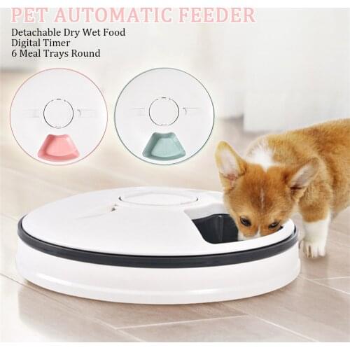 New 6 Meal Trays Dry Wet Food Water Auto Feeder Pet Bowl Automatic Pet Feeder for Cats Dogs Rabbits & Small Animals LCD Display