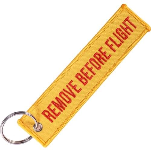Remove Before Flight Keychain Key Holder Orange Chaveiro Embroidery Keychain Ring for Aviation Gifts Key Ring Jewelry Key Fob