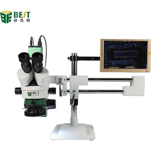 BST-X7 Double Arm Universal Bracket Trinocular Stereo Microscope Mobile Phone Repair 7-45x Continuous Zoom Long Arm Bracket
