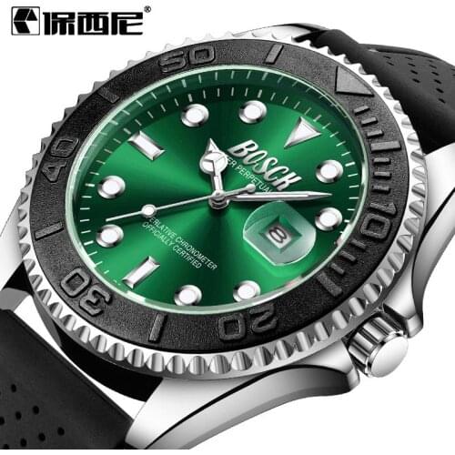 Mens Watches Brand Luxury Quartz Watch Men Fashion Green Water Ghost Watch Waterproof Men Calendar Wrist Watch Relogio Masculino