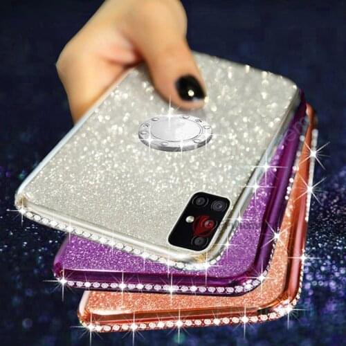 Diamond Finger Ring Glitter Case for Samsung Galaxy M31S M51 M11 M21 M31 M30S A01 A11 A21S A31 A41 A51 A71 A42 Holder Star Cover