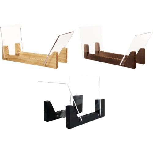 Wood Vinyl Record Storage Holder Clear Acrylic Ends Album Music Record Collection Stacks Up To 10 CDs Rack