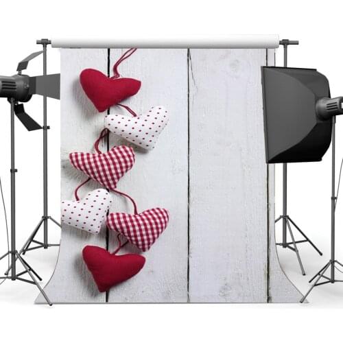 Valentines Day Backdrop Photography Backdrops Sweet String Hearts White Stripes Wood Floor Wedding Background