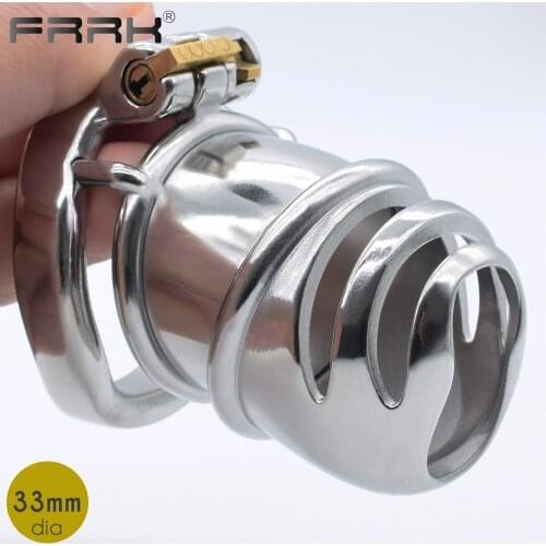 FRRK Cock Sleeve for Penis Man Rings Stainless Steel Male Chastity Belt Bondage Device BDSM Fetish Sex Toys for Adults 18