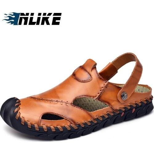 Classic Men Big Size Soft Sandals Comfortable Men Summer Shoes Genuine Leather Sandals Soft Sandals