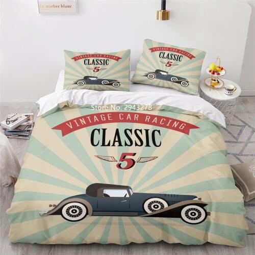 Classic Car Color Series Pattern Duvet Quilt Cover Pillowcase Bedding Set Teenager Adult Bedroom Deluxe Decoration Home Textile