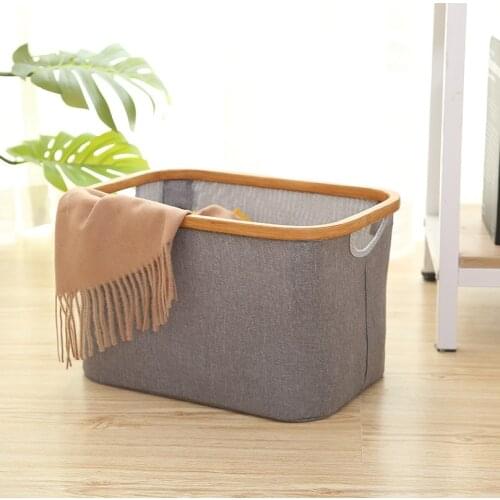 Laundry Basket Waterproof Foldable With Handle Large Bamboo + Oxford cloth Household Dirty Clothes/Toys/Debris Organizer Bag