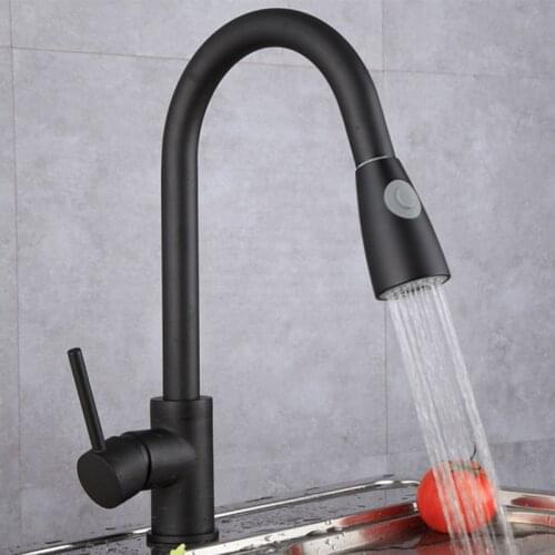 Kitchen Faucets Silver Black Single Handle Pull Out Kitchen Tap Single Hole Handle Swivel 360 Degree Water Mixer Tap Mixer Tap