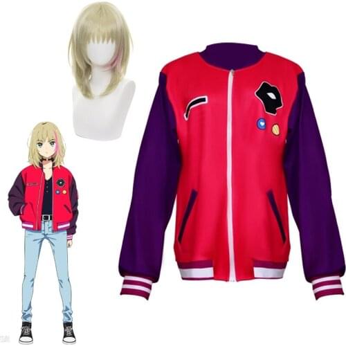 Kawai Rika Jacket Anime WONDER EGG PRIORITY Same Type Kawai Cosplay Costume Red Jacket High Quality Coat Daily Outfits Wig