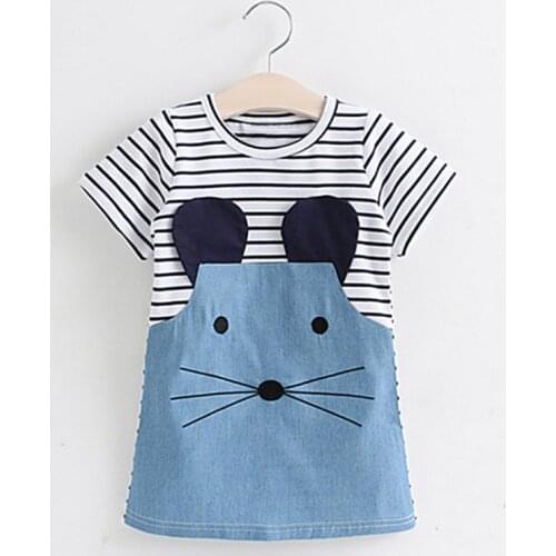 Baby Girls Summer Dresses Kids Clothes 2018 Vestidos Princess Striped Dress Animal Applique Children Party Dress