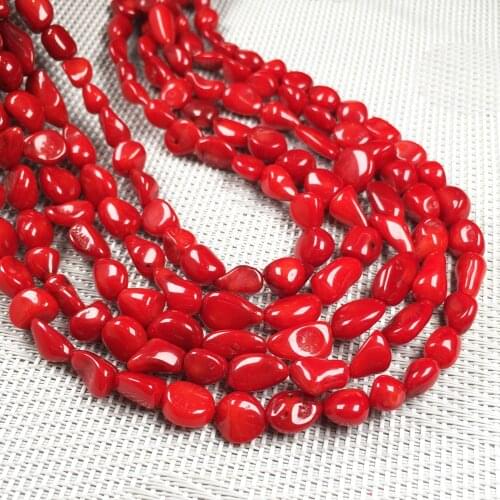 Natural Coral Beads Irregural Shaped Red Loose Beads for Jewelry Making DIY Bracelet Necklace Accessories Gift Size 8x14mm