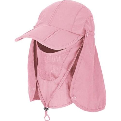 New Summer Sun Hat Men Women Buckle Hat With Neck Flap Outdoor UV Protection Large Wide Brim Hiking Fishing Mesh Breathable Cap