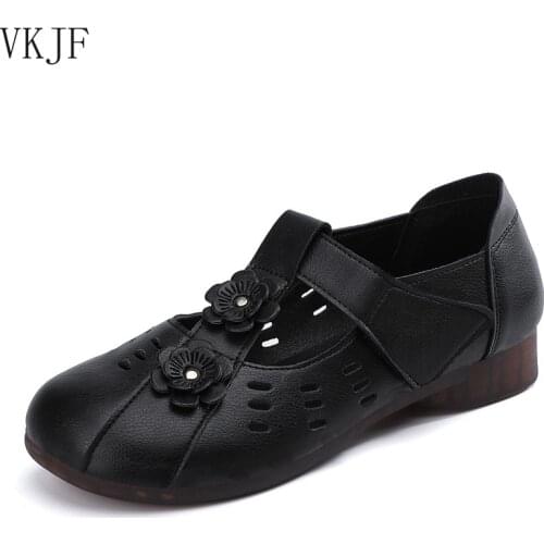 2021 Summer New Mother Hollow Soft-soled Sandals Women Middle-aged and Elderly Comfortable Flat Casual Shoes