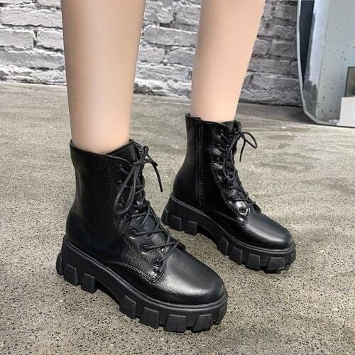 New Thick-soled Genuine Leather Womens Boots Fashion Zipper Convenient Short Boots Autumn Winter Warm Casual Womens Work Boots