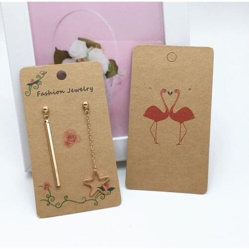 Wholesale 200pcs Fashion Jewelry Packaging Card 9x5cm Colorful Printed Cherry Blossoms Flamingo Earring Necklace display Card