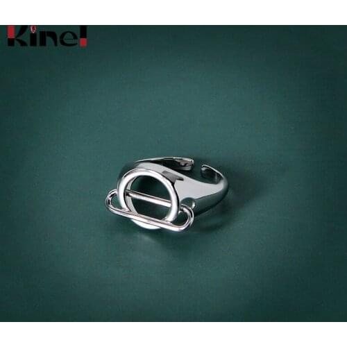 Kinel Korean Pin Open Ring Sterling Silver 925 Unique INS Ring Ladies Not Allergic Costume Fashion Fine Jewelry