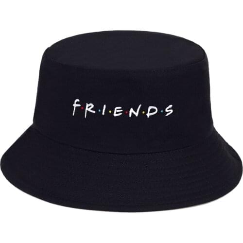 New Simple Friends embroidery Bucket Hat Male Outdoor Fisherman Hats Women sun Bucket Caps Fashion Black Panama bucket hats