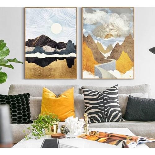 Mountain Nature Scenery Landscape Art Canvas Painting Abstract Posters and Prints Sunset Landscape Wall Art Pictures Home Decor