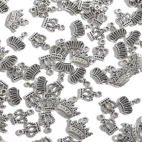 20/50Pcs/Pack Alloy Bead Crown Charms European Style Charm Metal Jewelry Accessories For Bracelet Necklace DIY Pendants